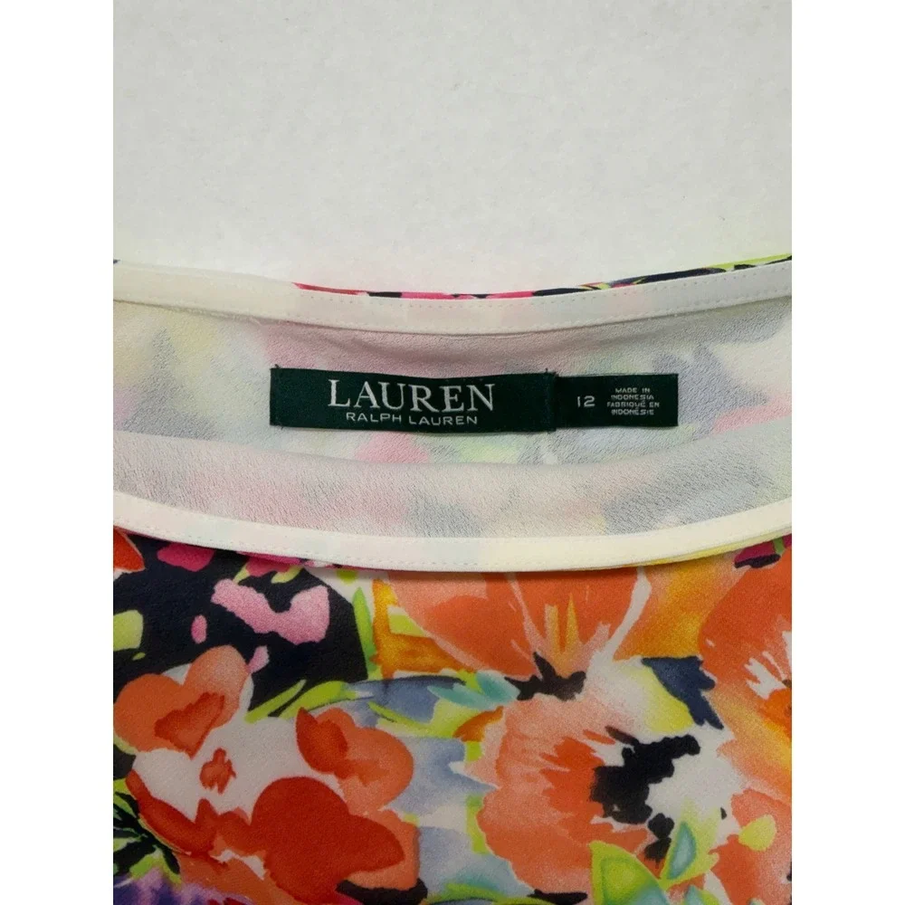 Lauren Ralph Lauren Floral Tiered Ruffle Skirt Multicolor 12 L NWOT New